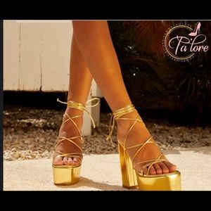 Gold platform heels